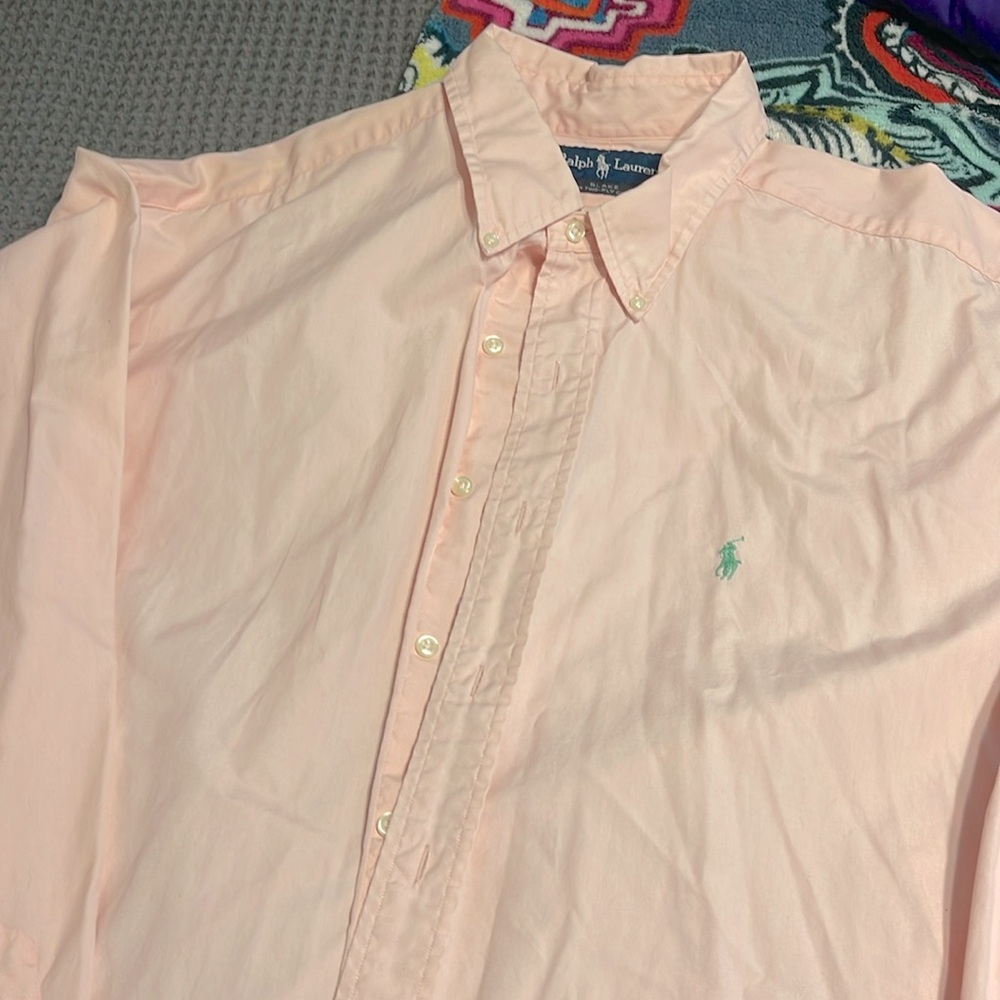 Ralph Lauren Pink Button Down Polo 100% two-ply cotton Vintage- lightly worn